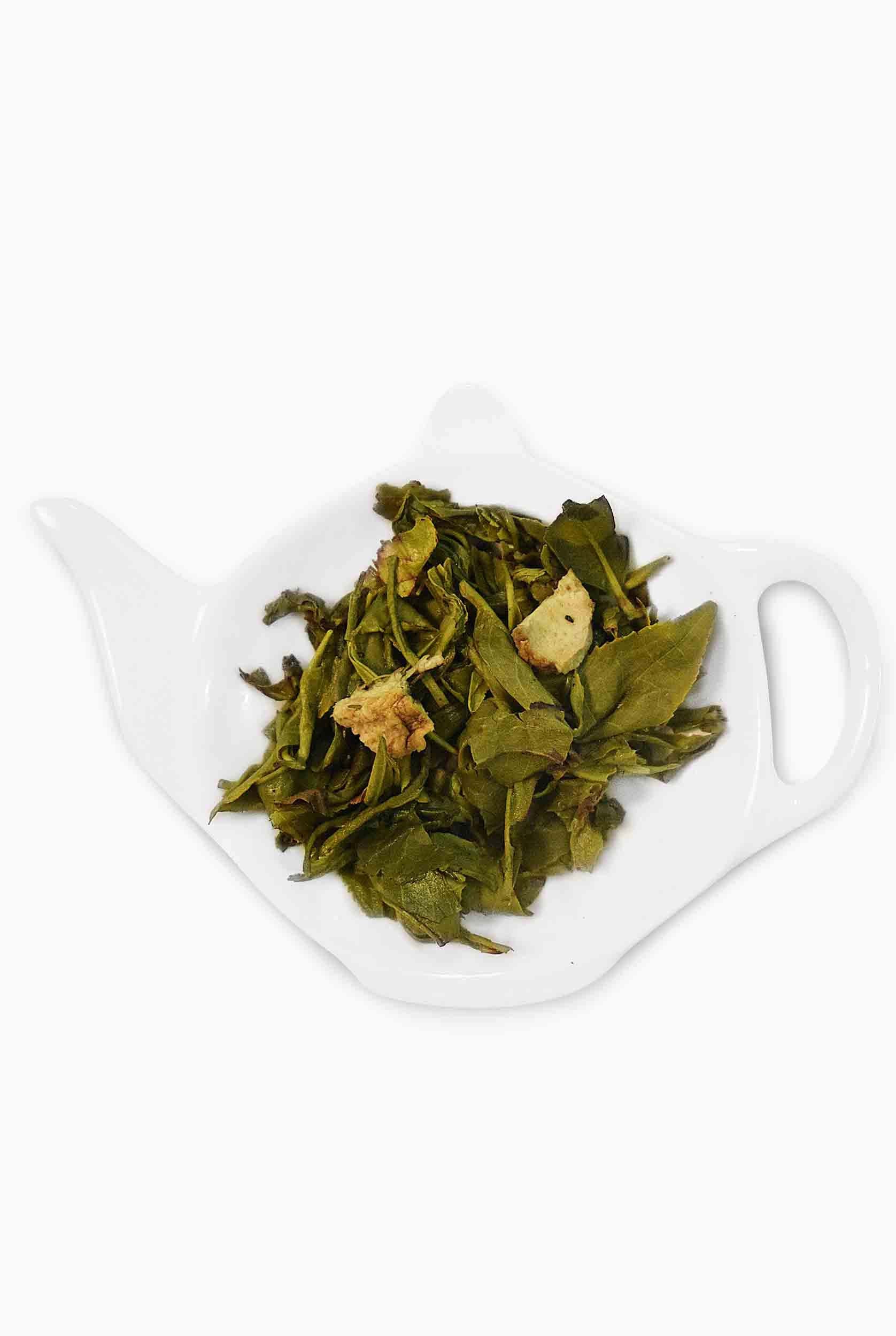 Ginger Green Tea leaves; best green tea brand in India; Buy Ginger Green Tea online; Teacupsfull Ginger Green Tea